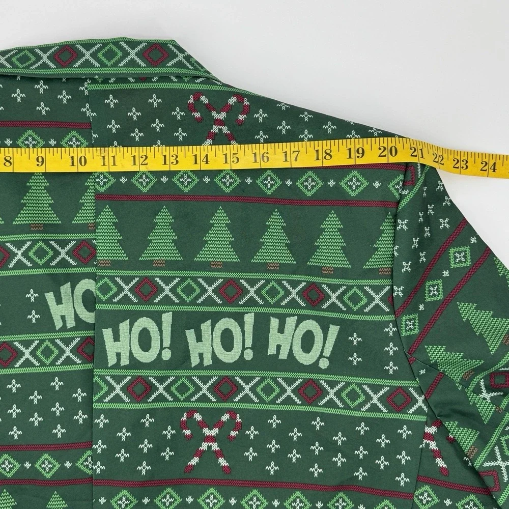 Ugly Christmas Blazer Men's XXL Green Holiday Suit Jacket Ho Ho Candy Cane Retro